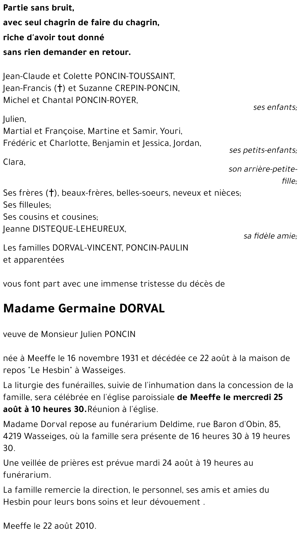 Germaine DORVAL