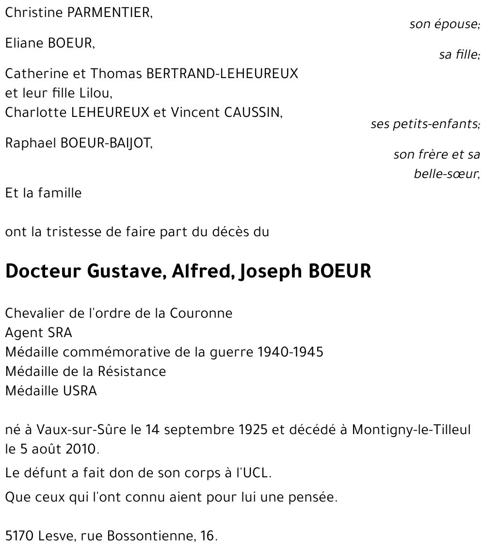 Gustave, Alfred, Joseph BOEUR