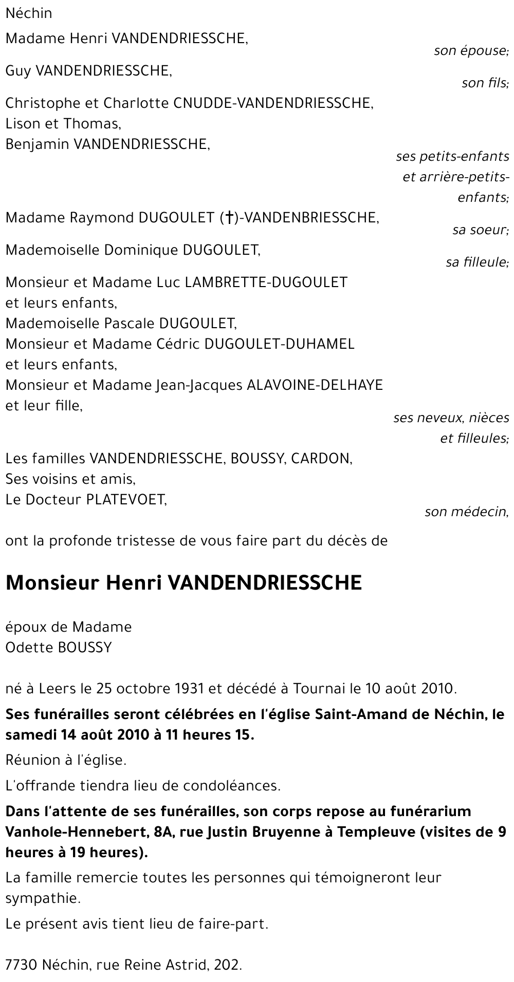 Henri VANDENDRIESSCHE