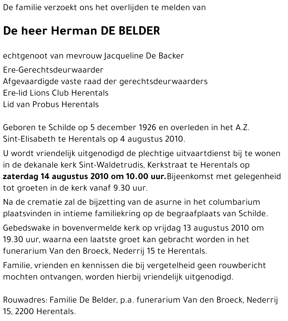 Herman DE BELDER