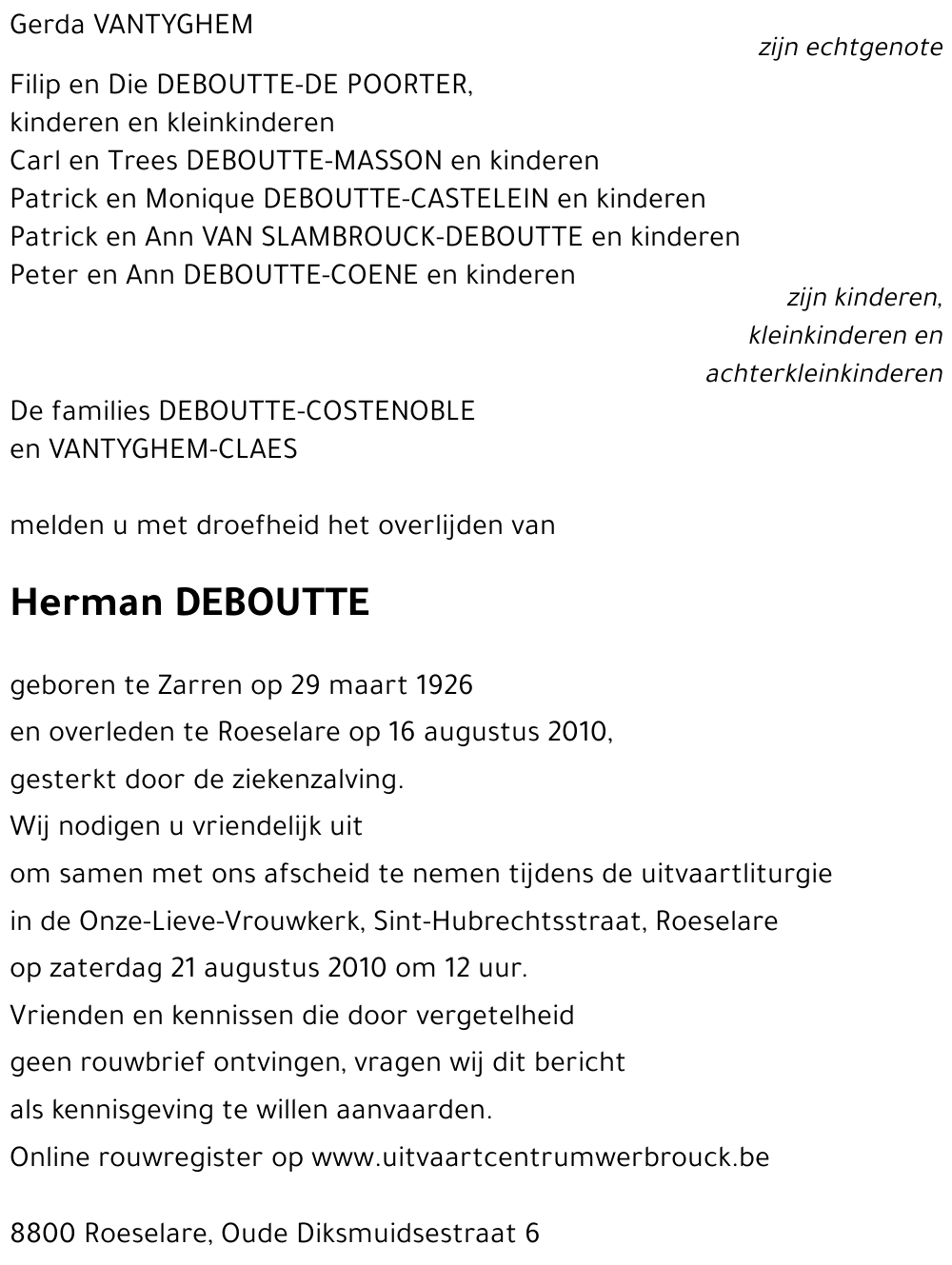 Herman DEBOUTTE