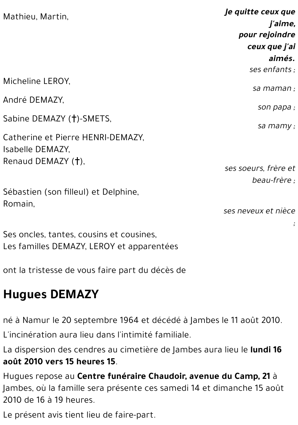 Hugues DEMAZY