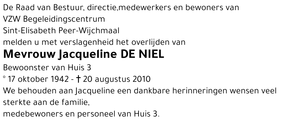 Jacqueline DE NIEL