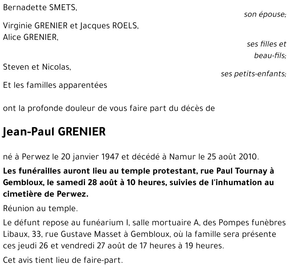 Jean-Paul GRENIER
