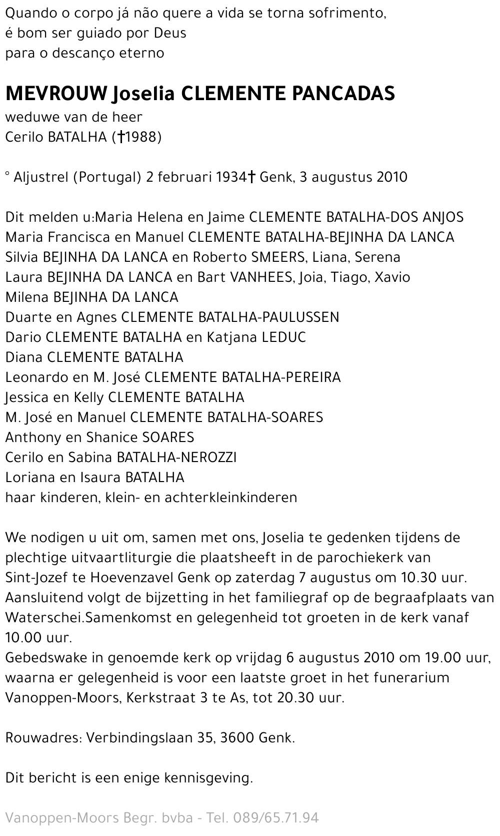 Joselia CLEMENTE PANCADAS