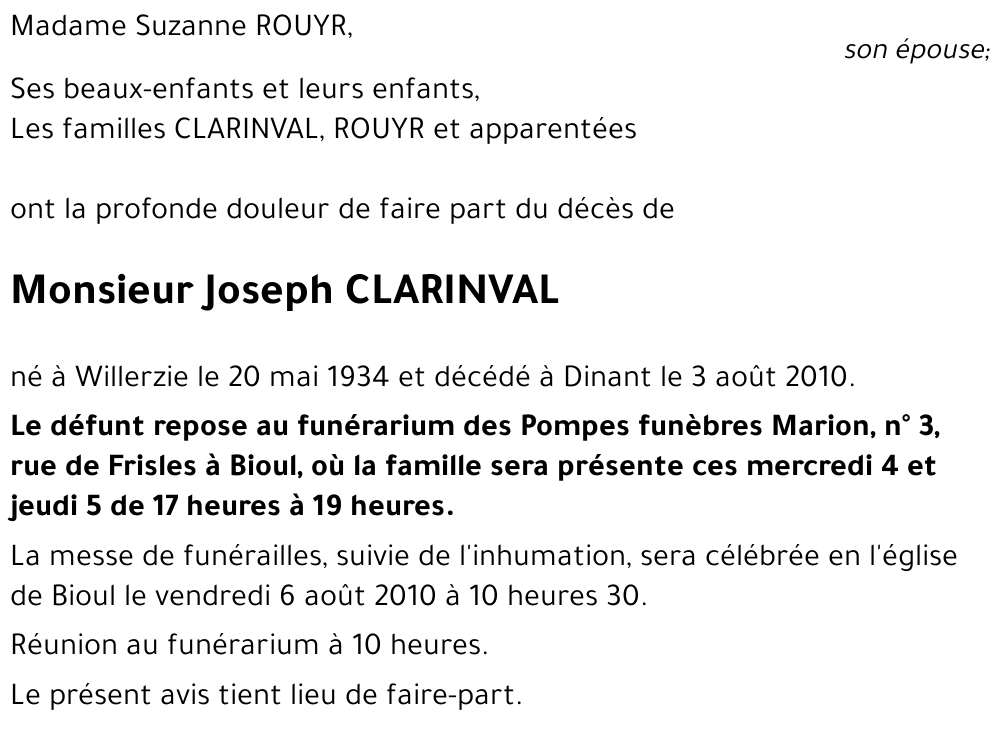 Joseph CLARINVAL