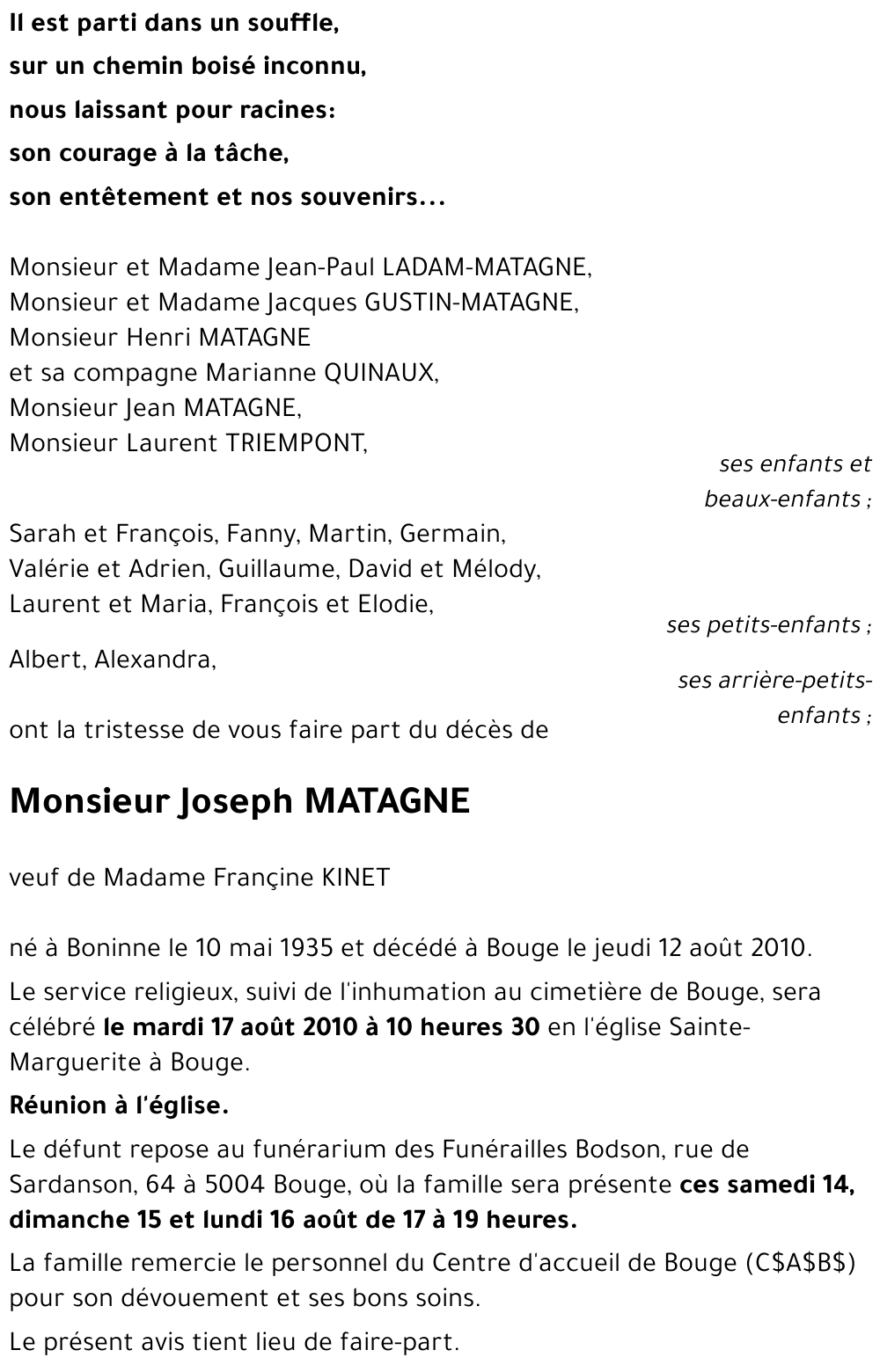 Joseph MATAGNE