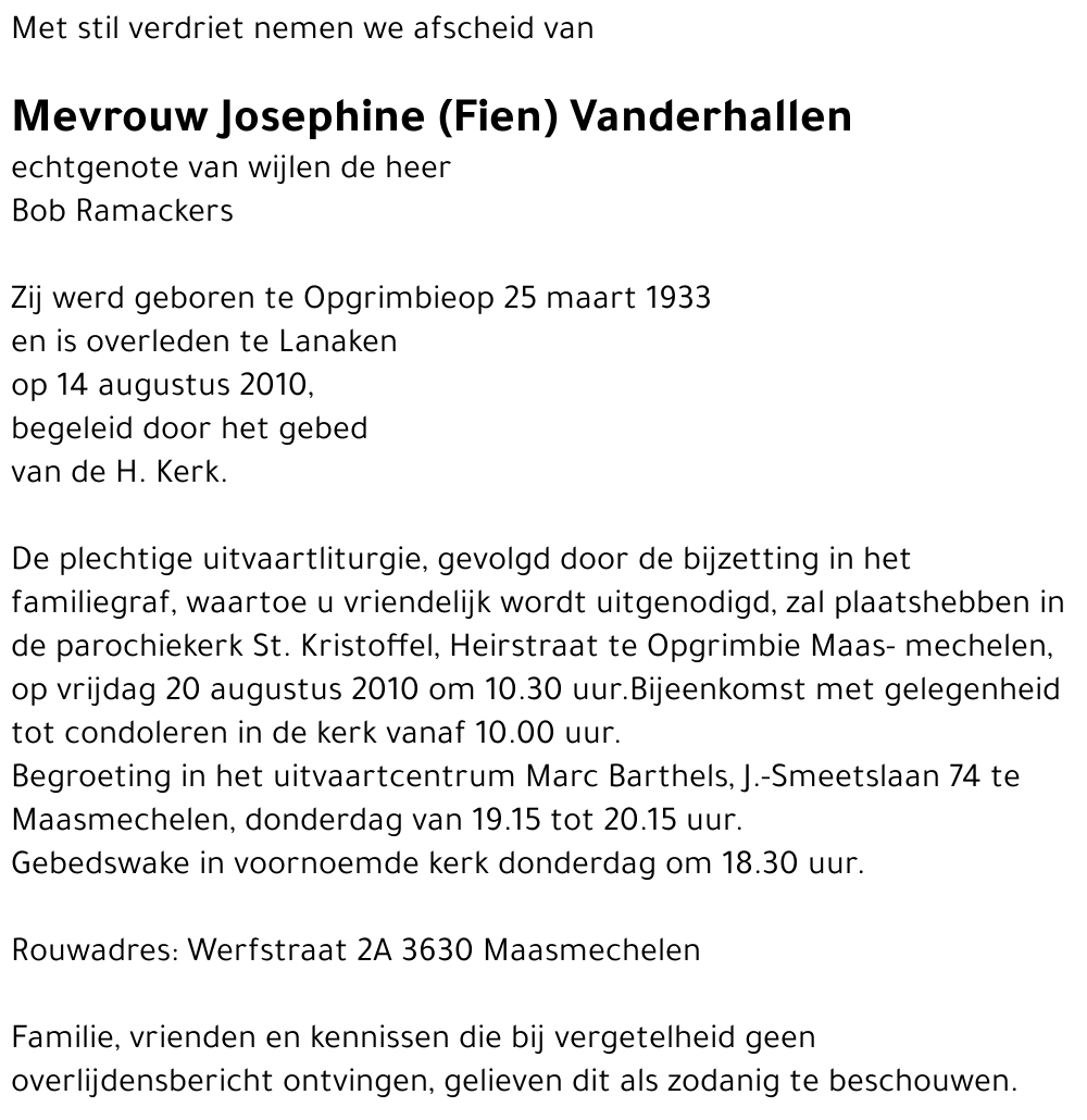 Josephine Vanderhallen