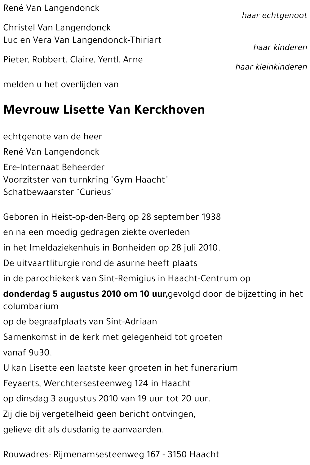 Lisette VAN KERCKHOVEN