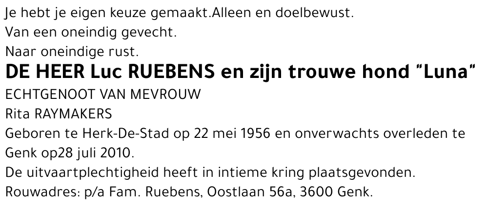 Luc RUEBENS en zijn trouwe hond 