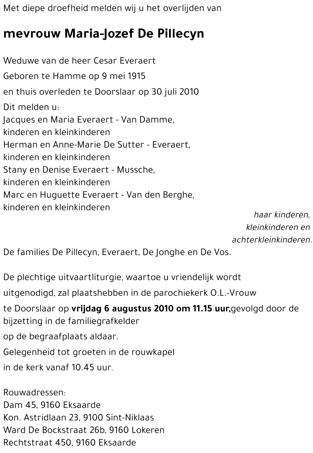 Maria-Jozef DE PILLECYN