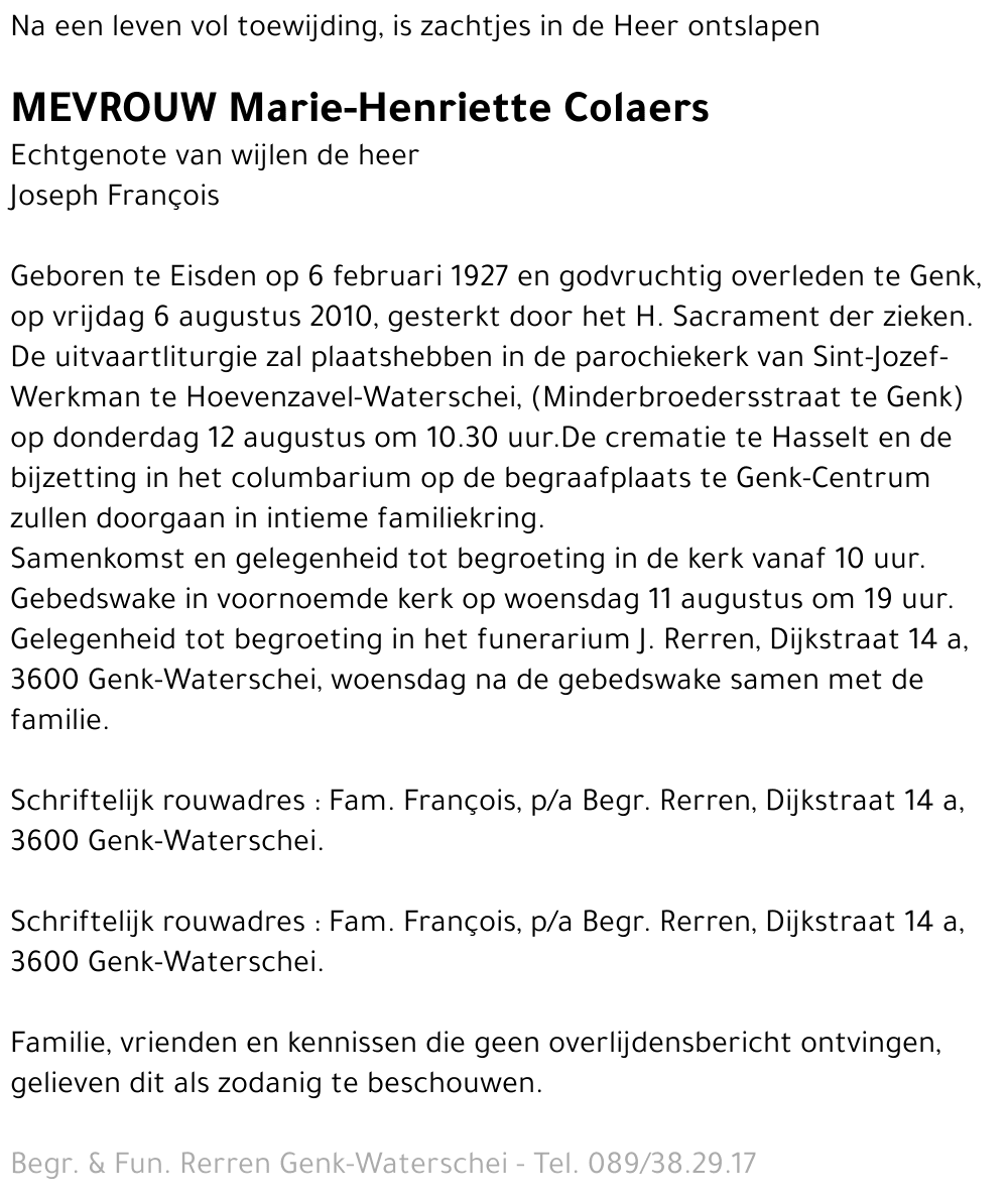 Marie-Henriette COLAERS