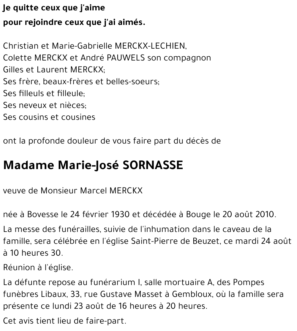 Marie-José SORNASSE
