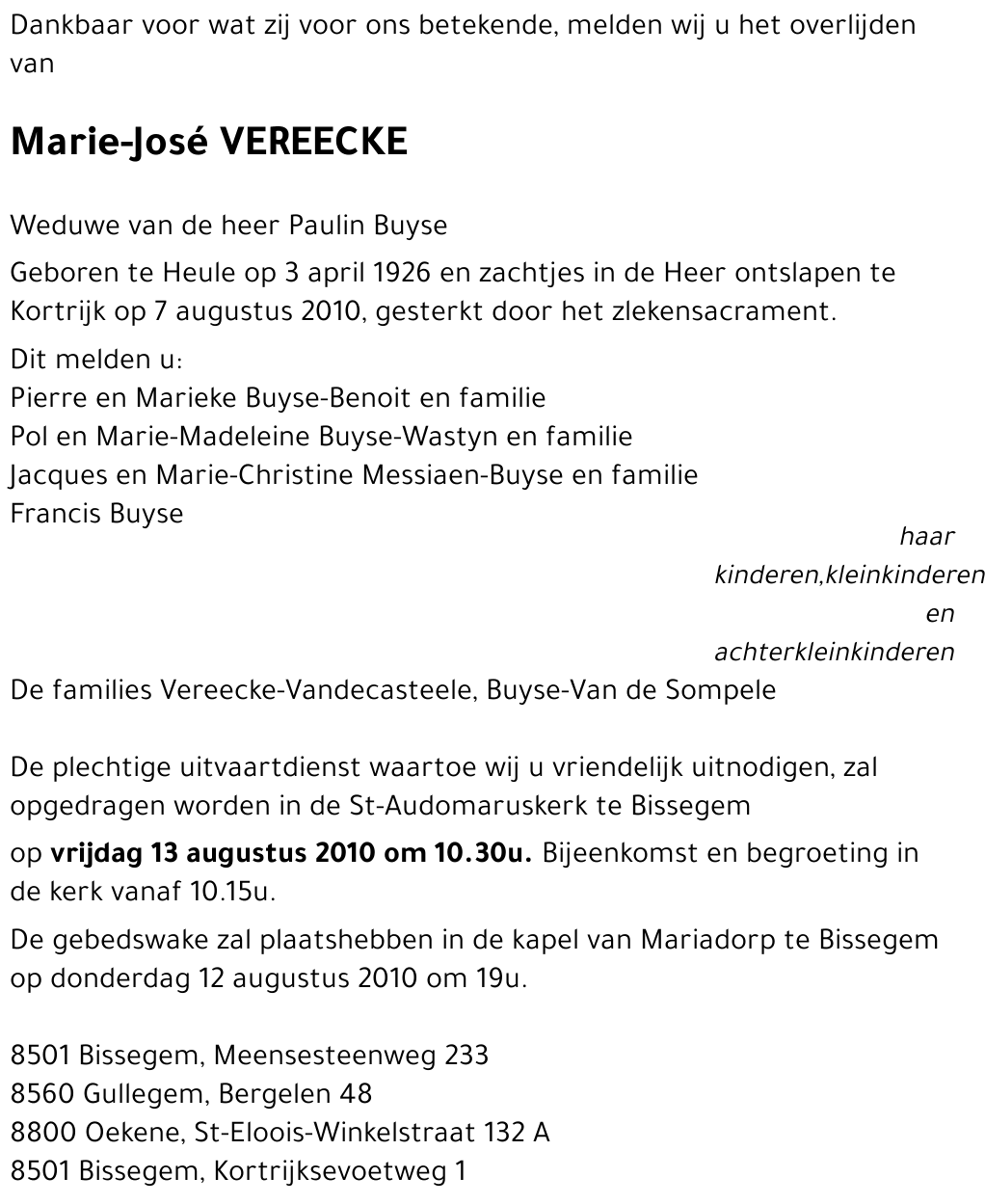 Marie-José VEREECKE