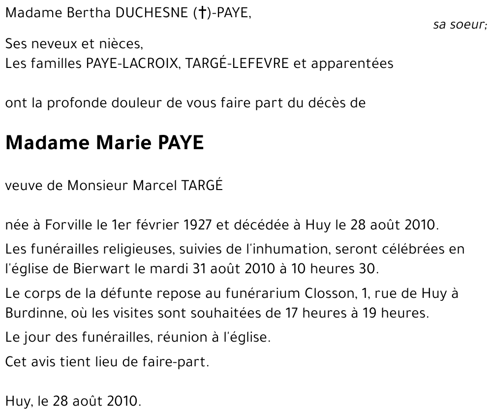 Marie PAYE
