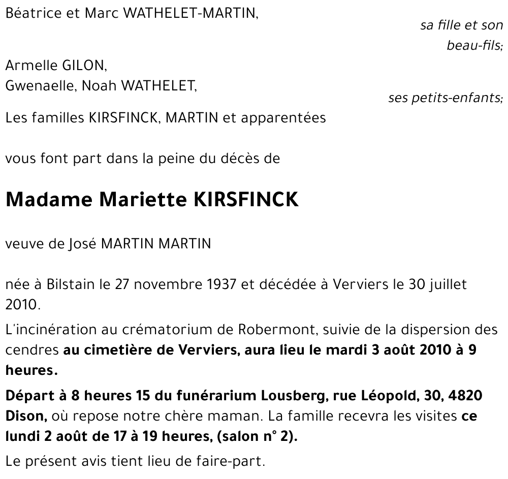 Mariette KIRSFINCK