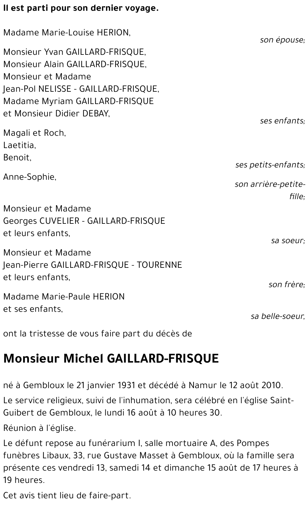 Michel GAILLARD-FRISQUE