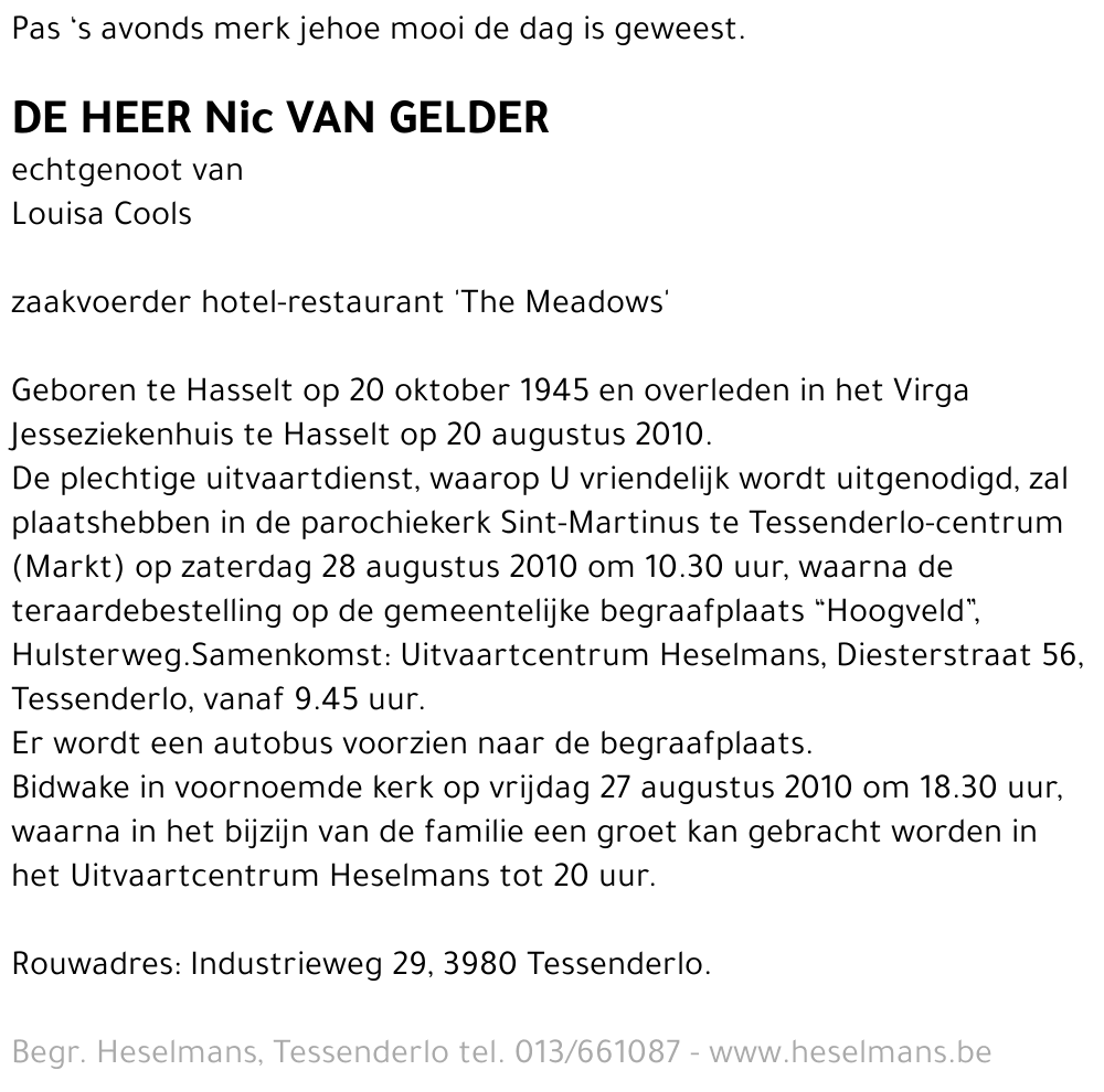 Nic Van Gelder