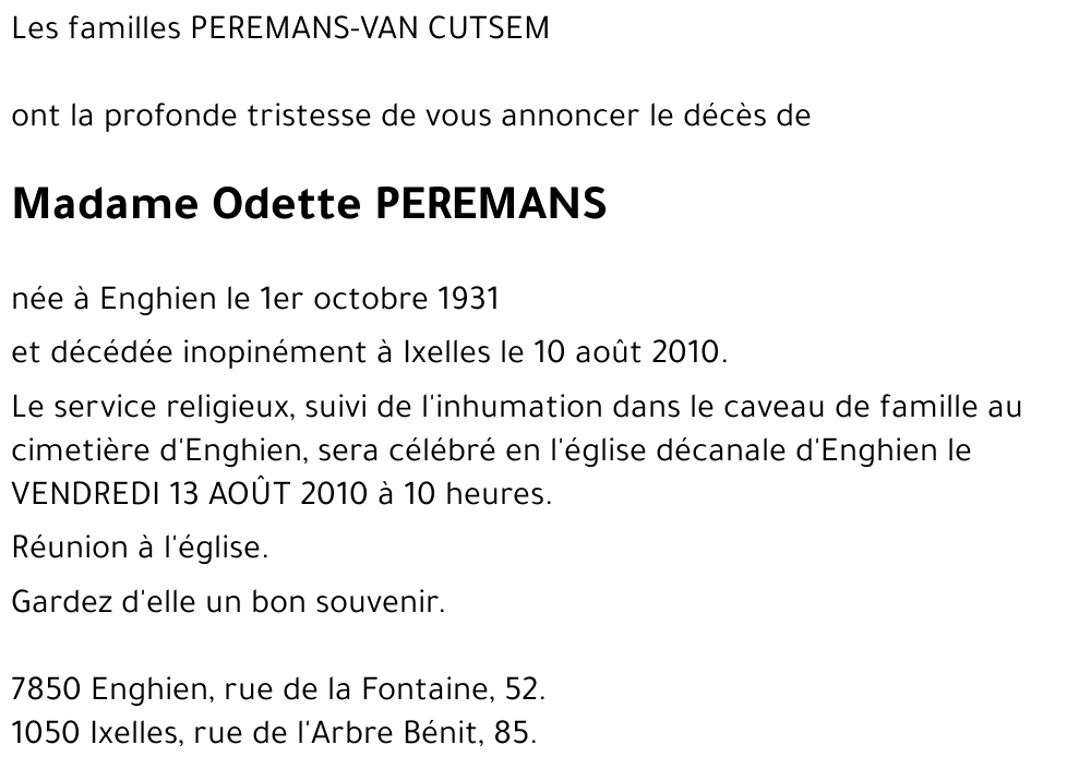 Odette PEREMANS
