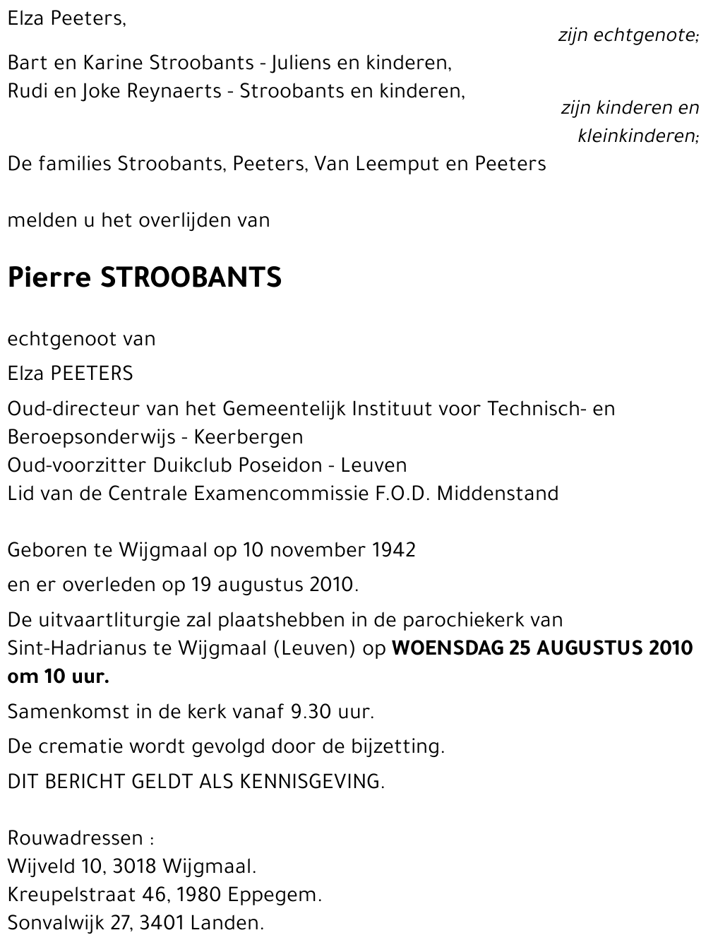 Pierre STROOBANTS