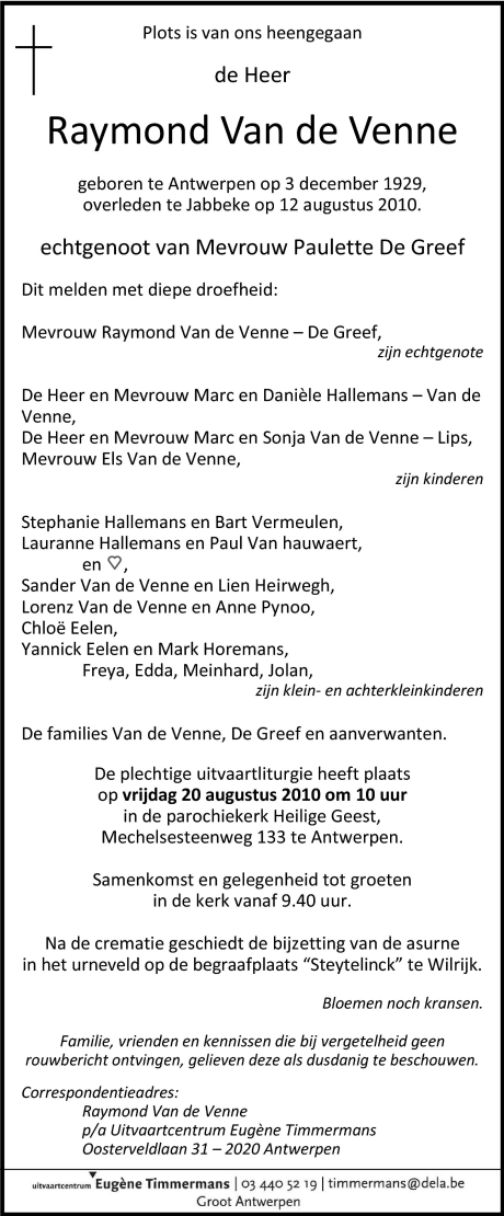 Raymond VAN DE VENNE