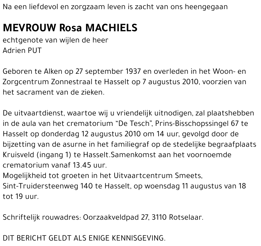 Rosa MACHIELS
