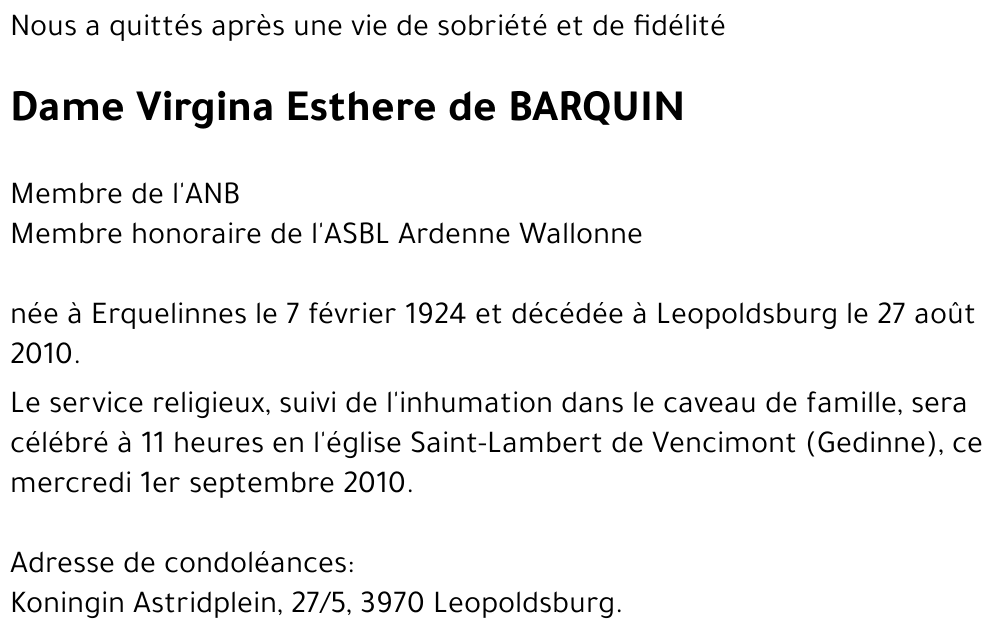 Virgina Esthere de BARQUIN