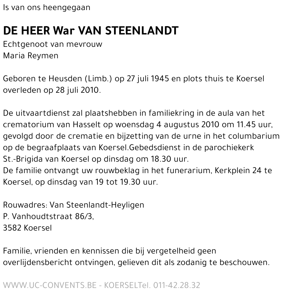 War Van Steenlandt