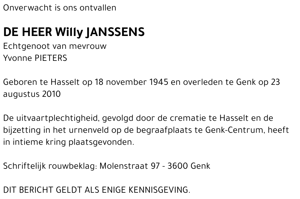 Willy JANSSENS