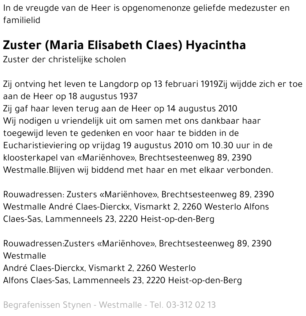 Zuster Hyacintha
