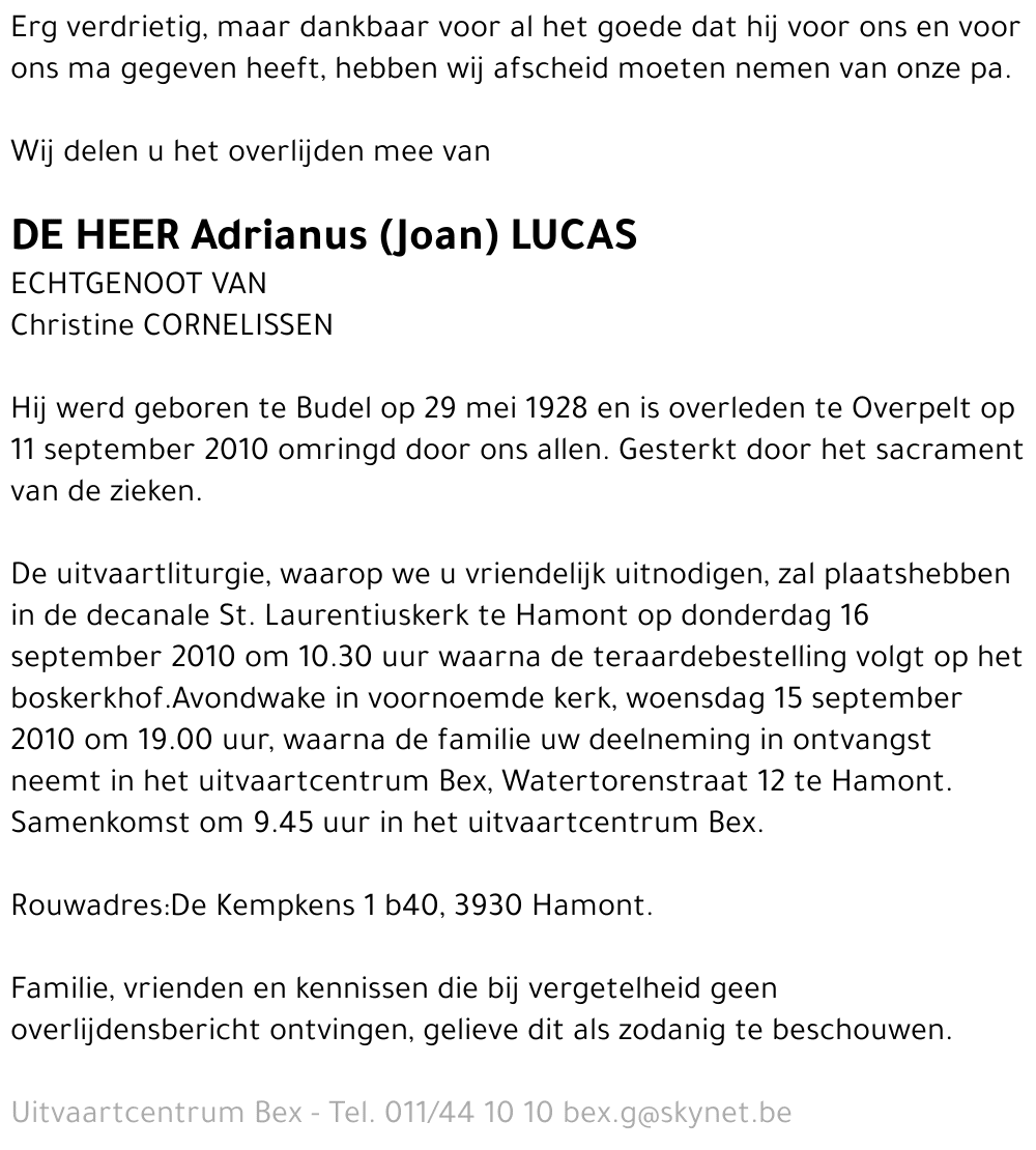 Adrianus (Joan) Lucas