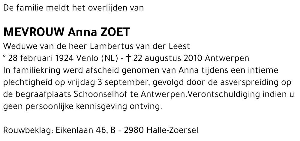 Anna Zoet