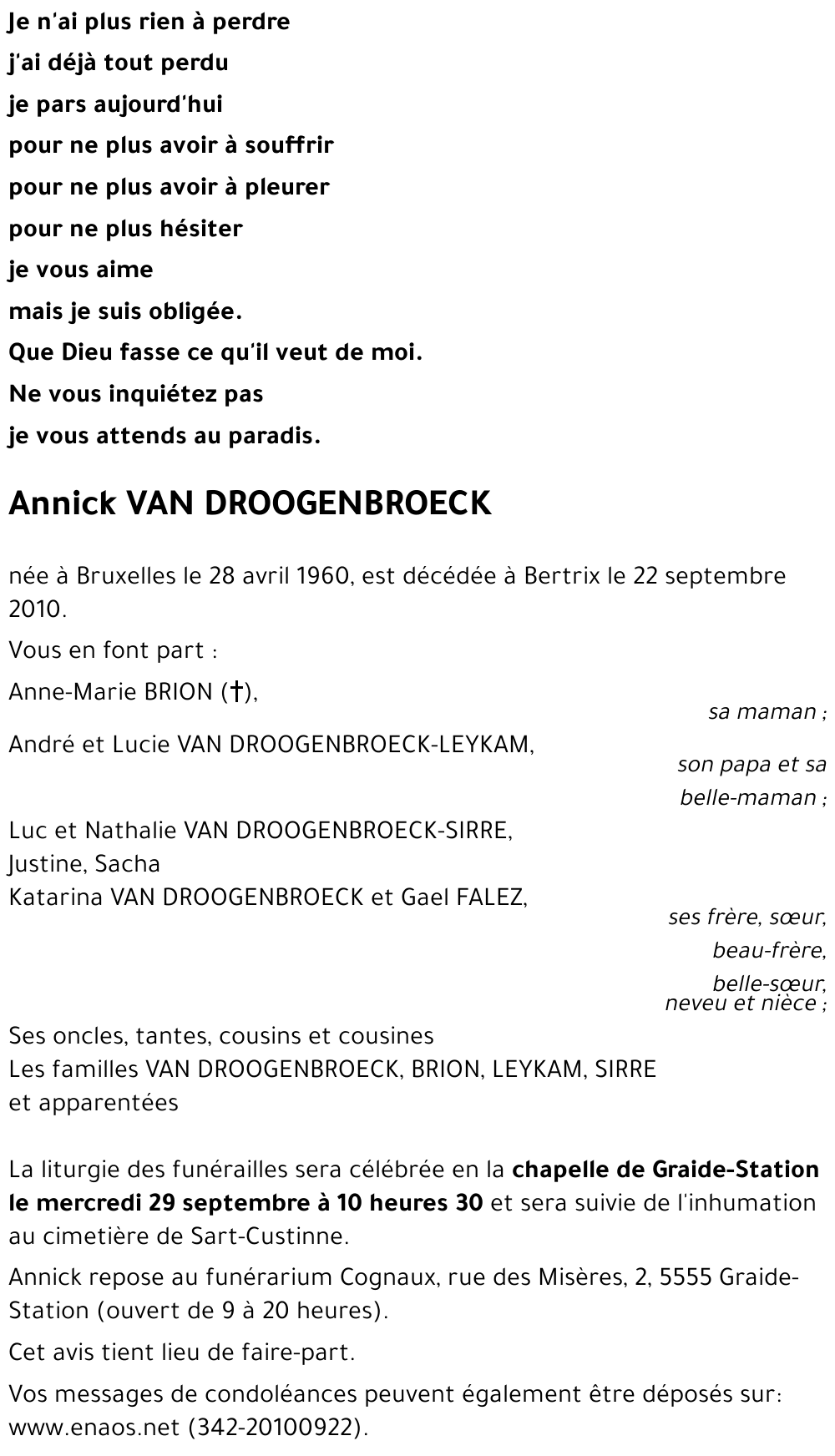 Annick VAN DROOGENBROECK