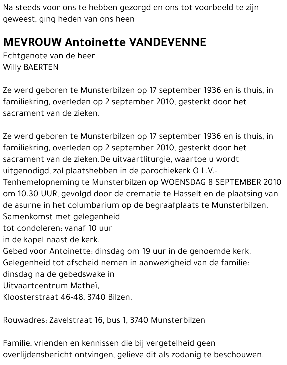 Antoinette VANDEVENNE