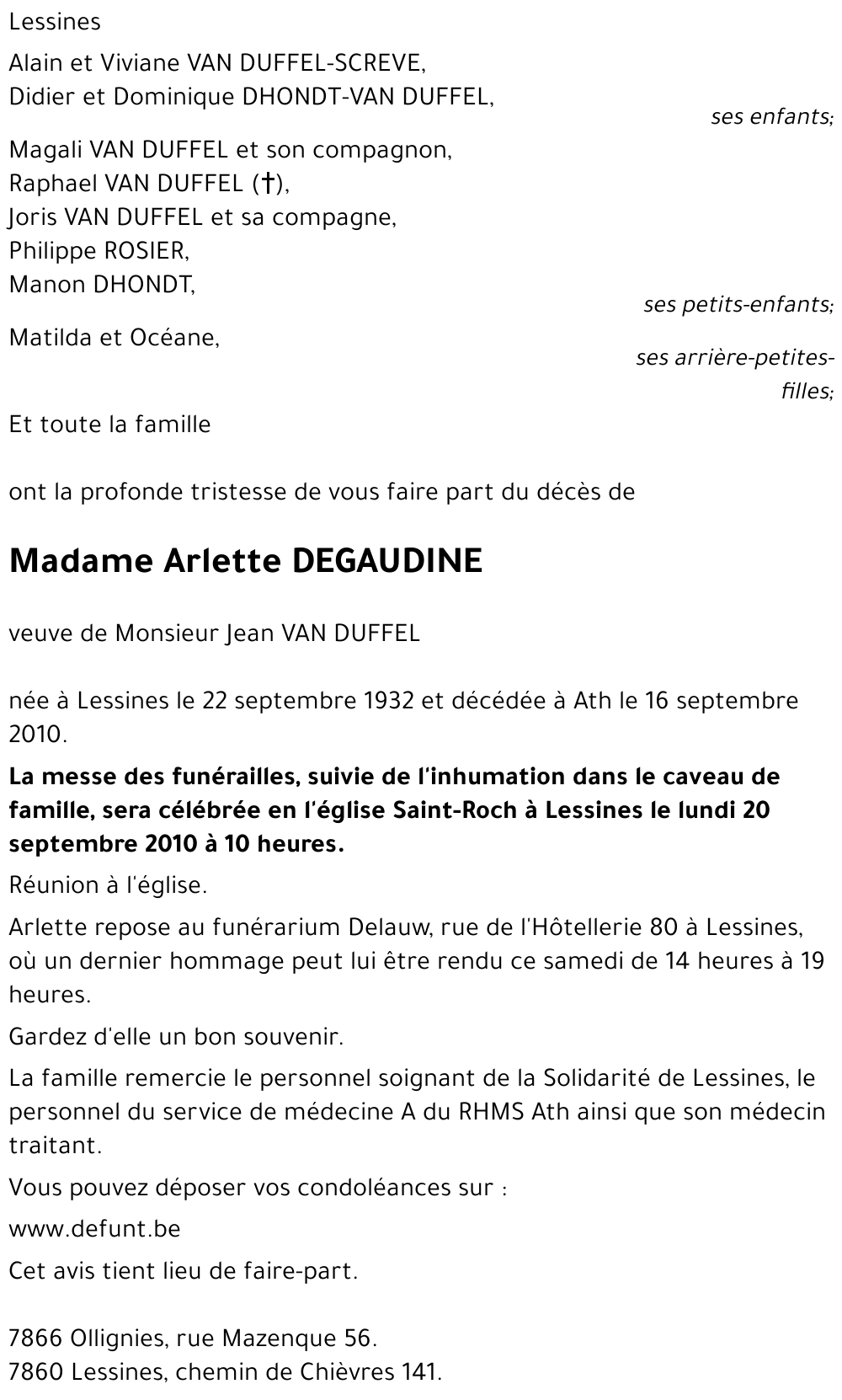 Arlette DEGAUDINE