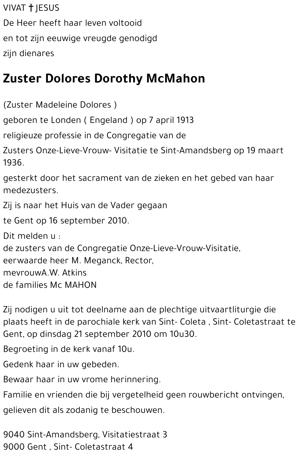 Dolores Dorothy McMahon