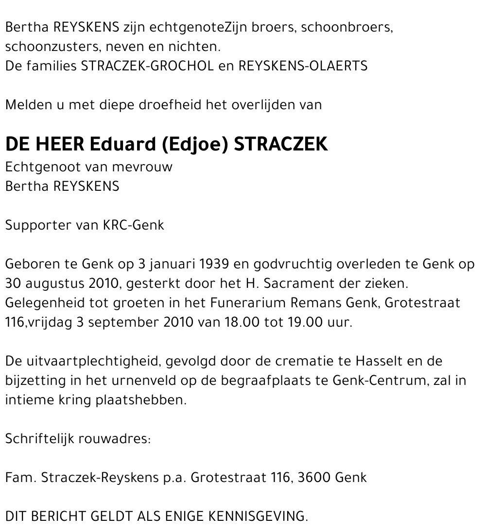 Eduard (Edjoe) STRACZEK