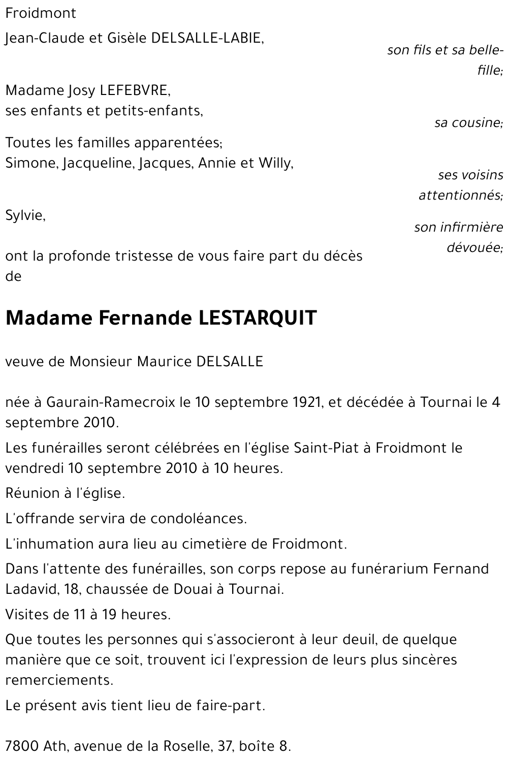 Fernande LESTARQUIT