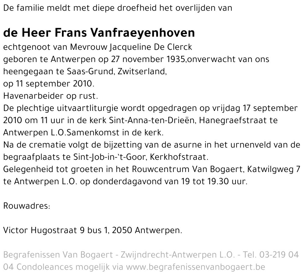 Frans Vanfraeyenhoven