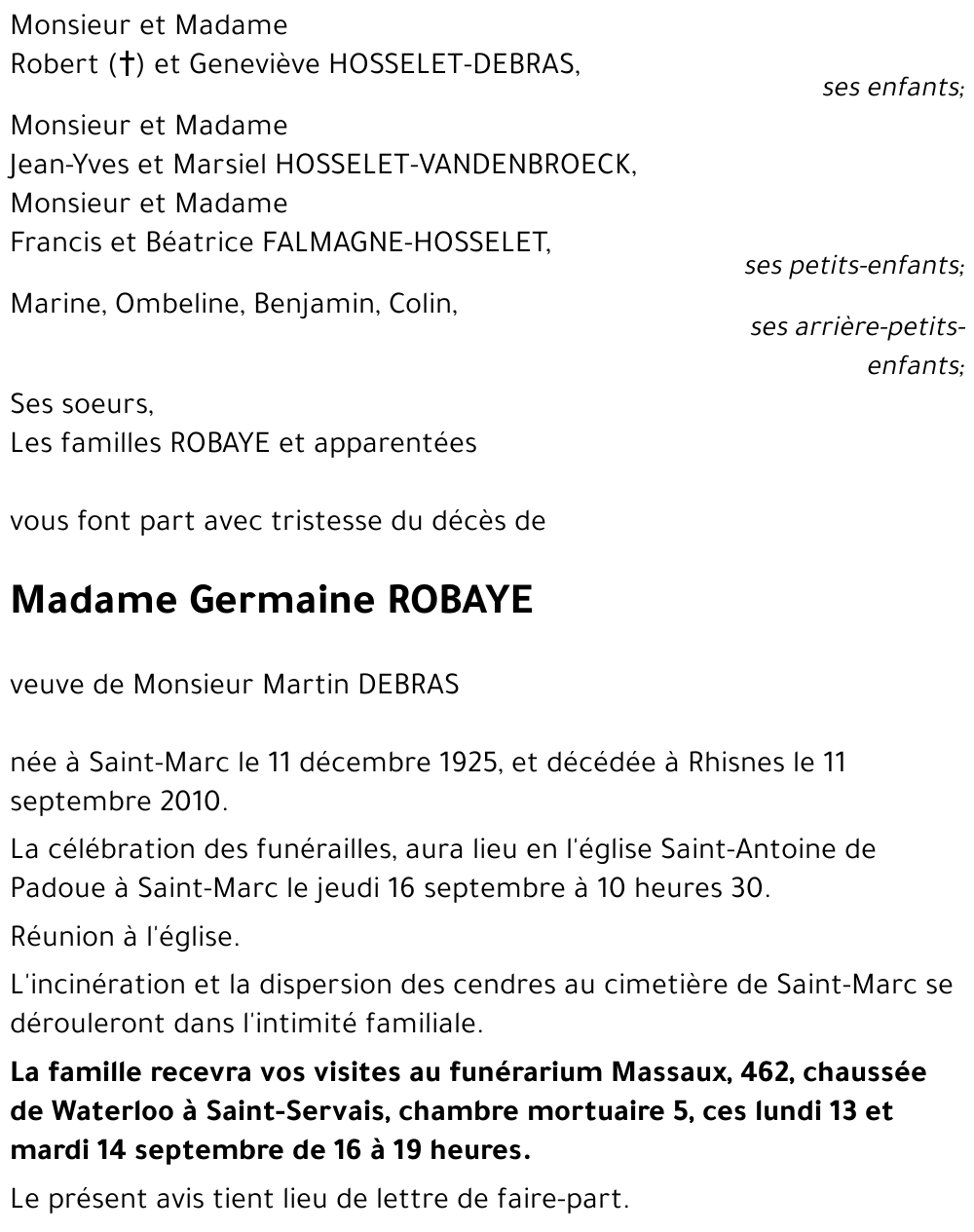 Germaine ROBAYE
