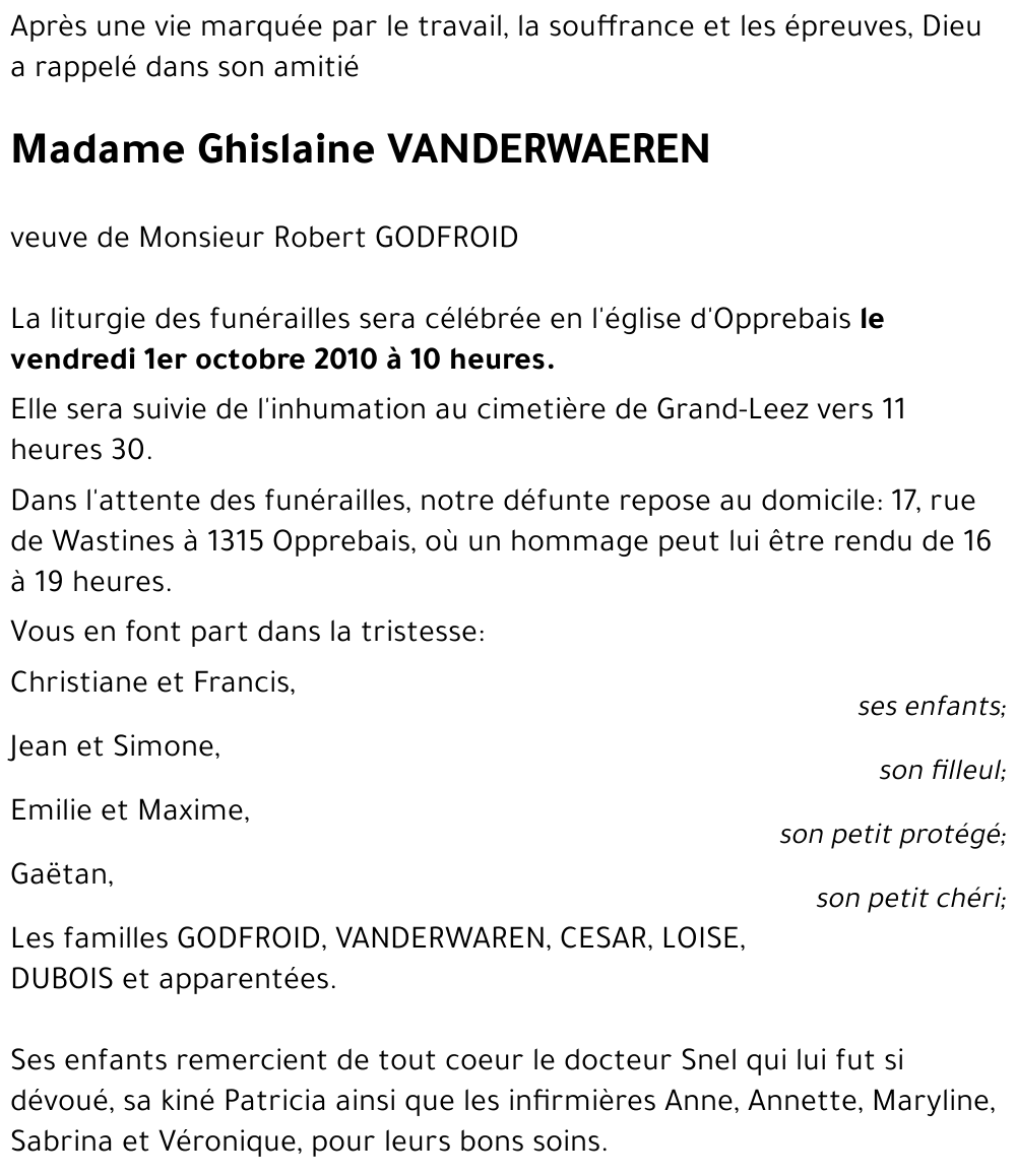 Ghislaine VANDERWAEREN