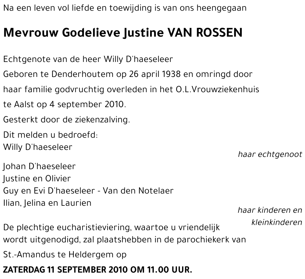 Godelieve Justine VAN ROSSEN