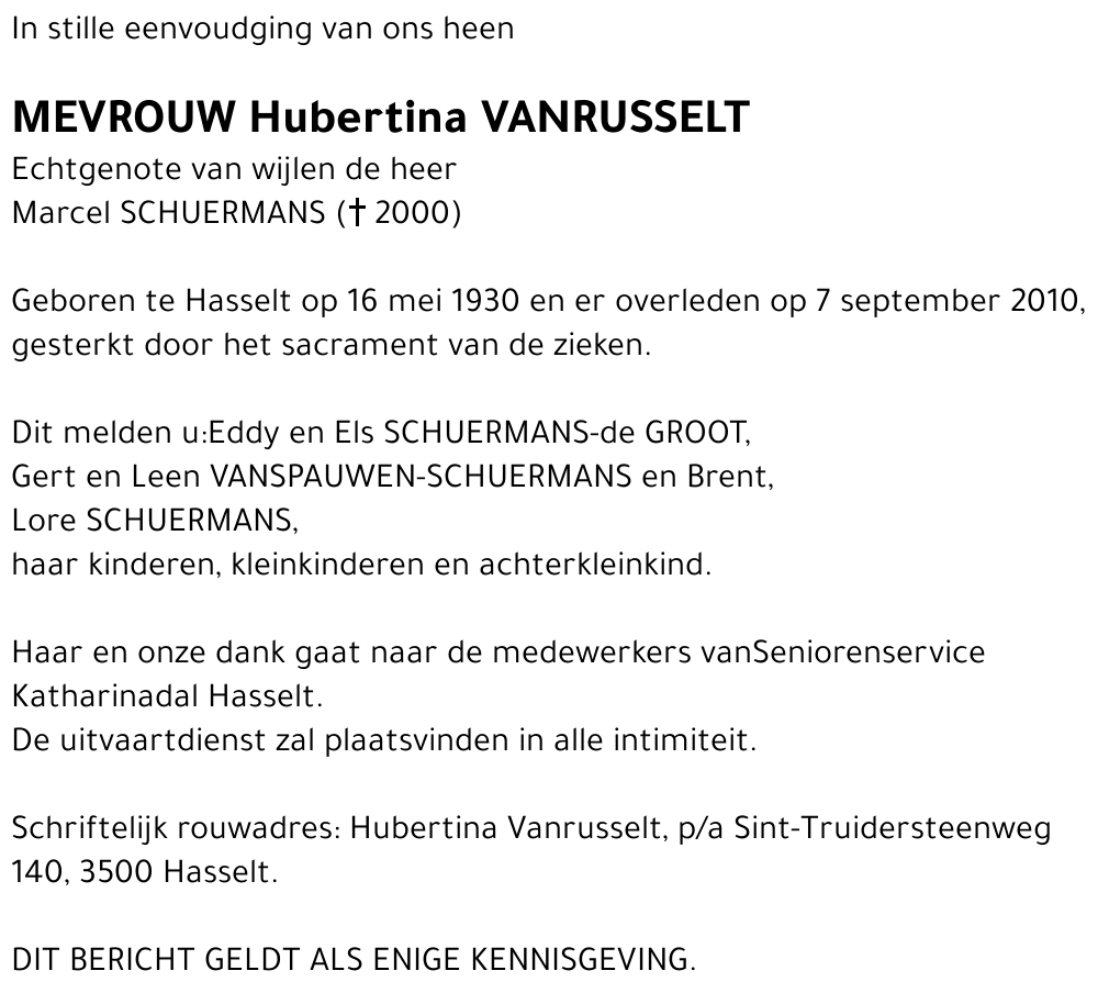 Hubertina Vanrusselt