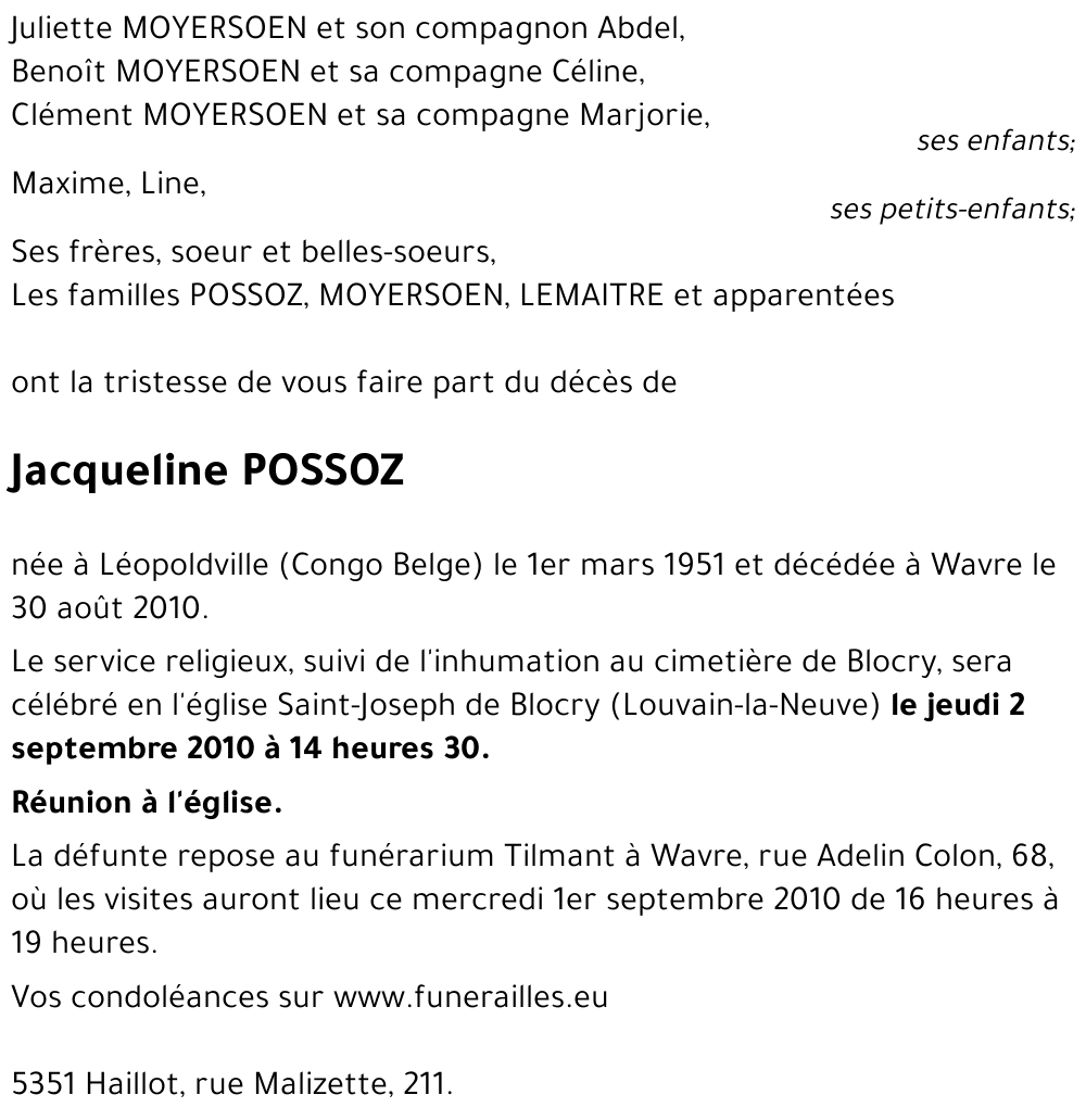 Jacqueline POSSOZ