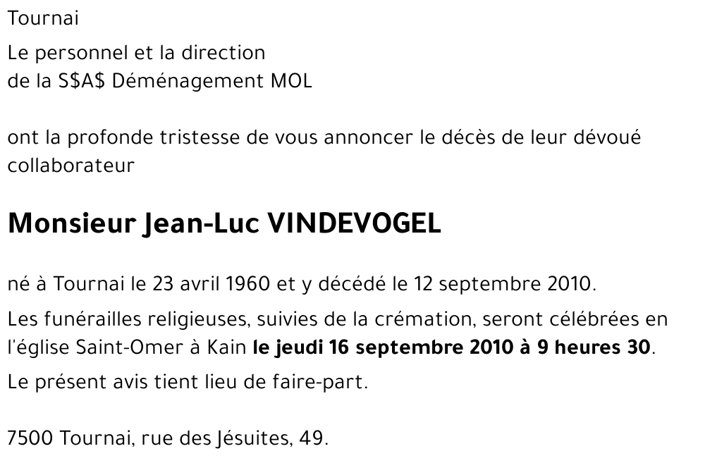 Jean-Luc VINDEVOGEL