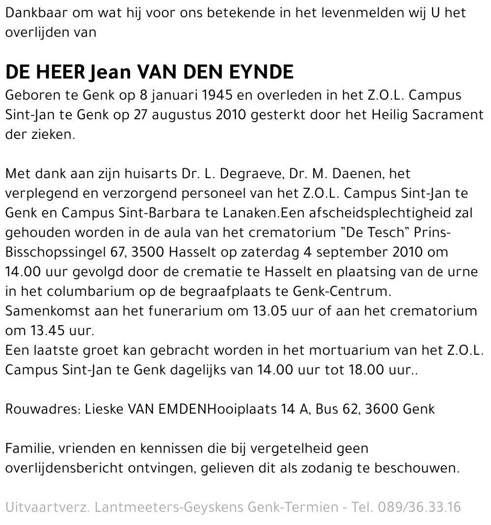 Jean VAN DEN EYNDE
