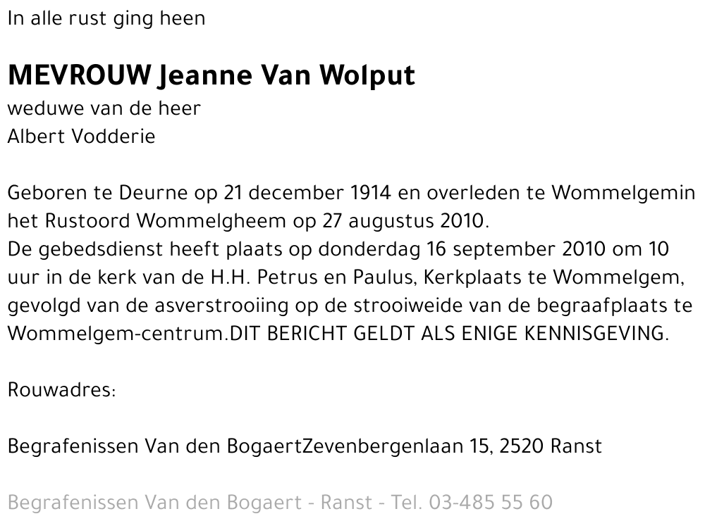 Jeanne Van Wolput