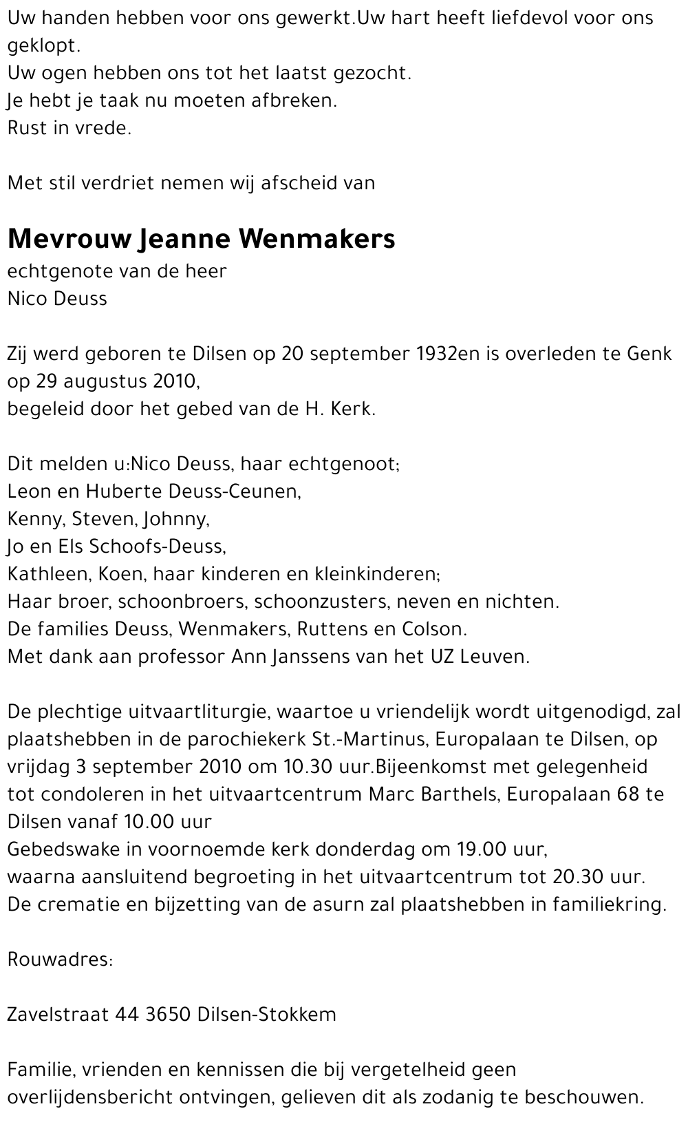 Jeanne Wenmakers