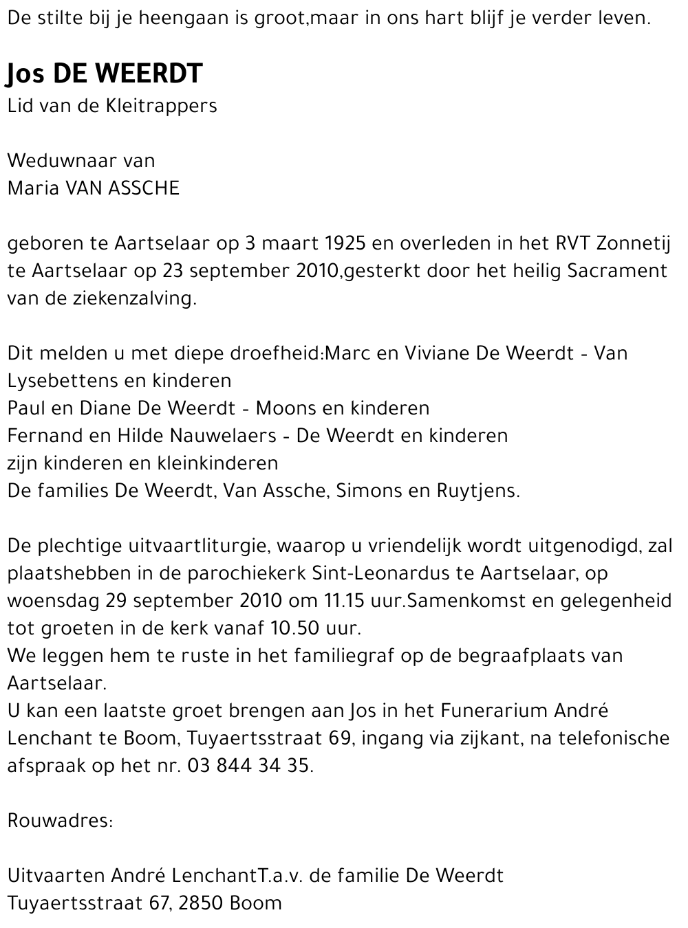 Jos De Weerdt