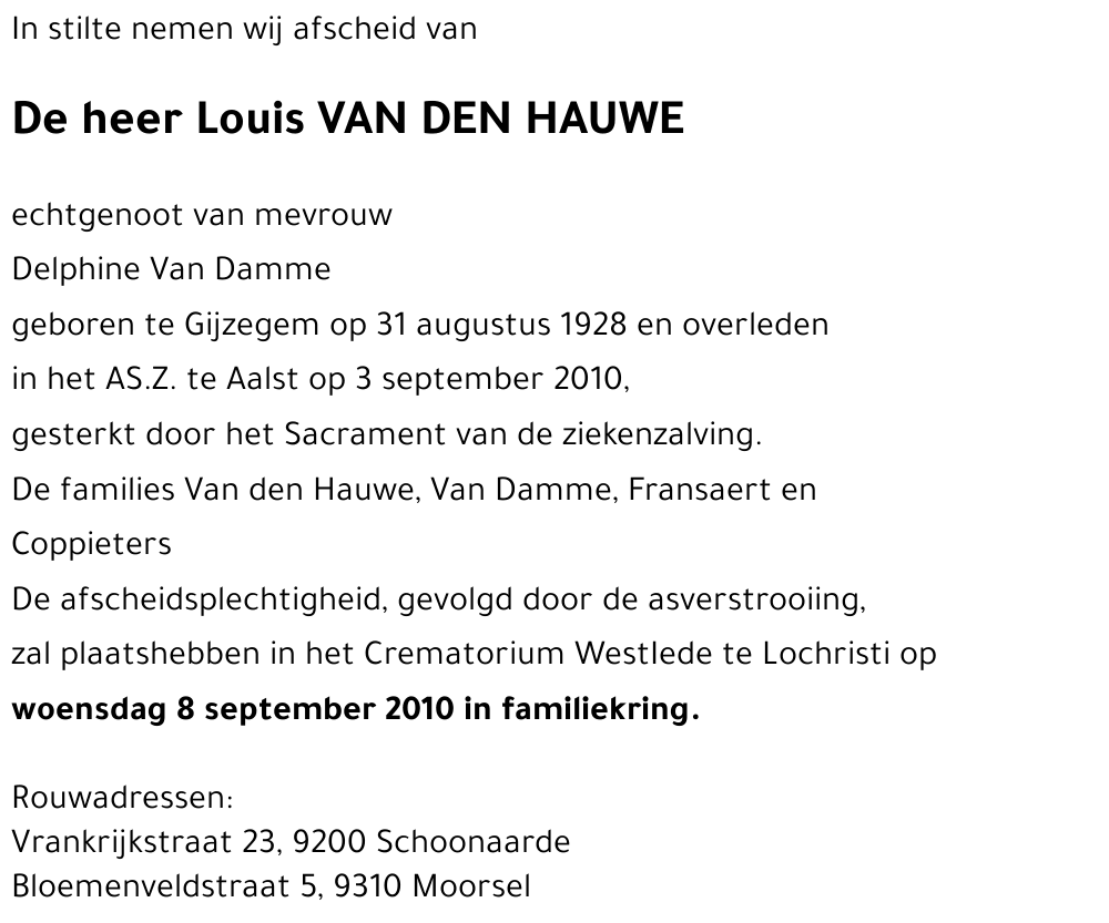 Louis VAN DEN HAUWE